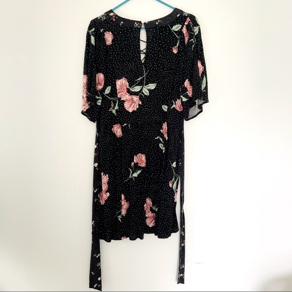 Xhilaration Black and Pink Flower Dress Size Medium Rayon Dress. - Picture 13 of 17